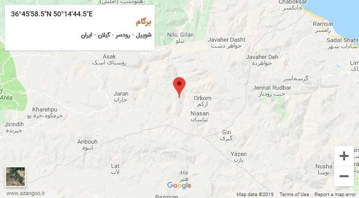 روستای برگام بر روی نقشه