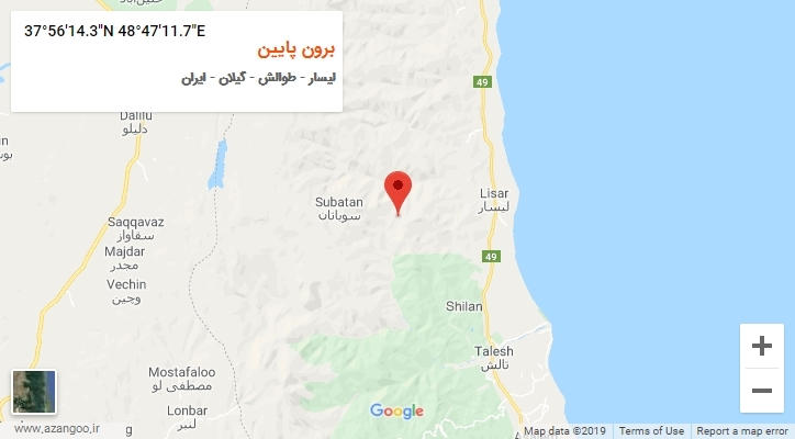روستای برون پایین بر روی نقشه