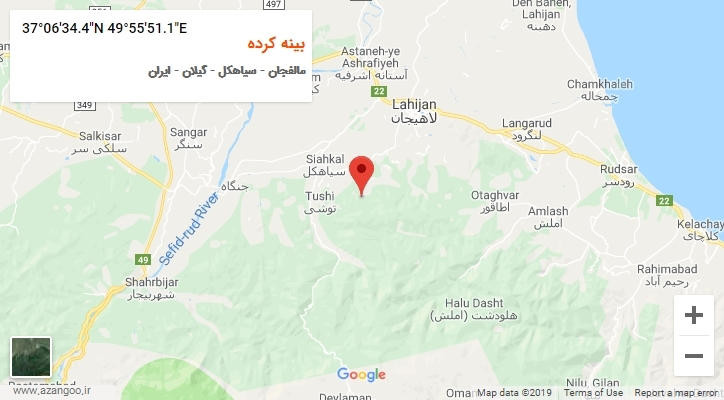 روستای بینه کرده بر روی نقشه
