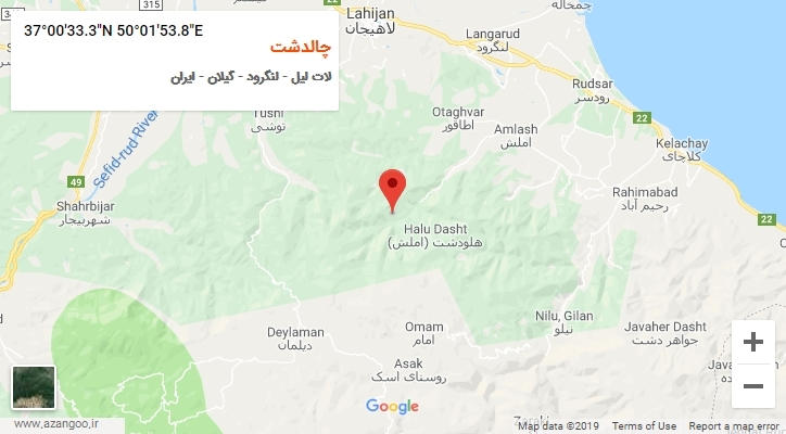 روستای چالدشت بر روی نقشه