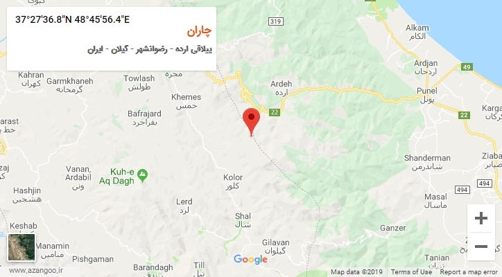 روستای چاران بر روی نقشه