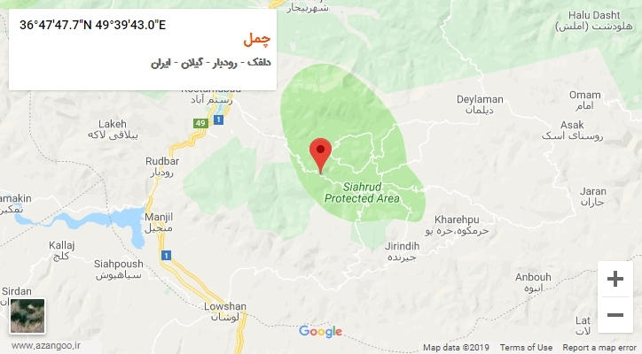 روستای چمل بر روی نقشه