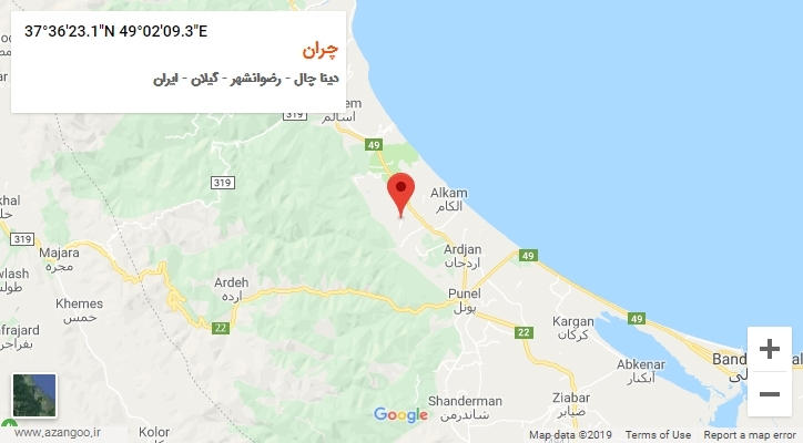 روستای چران بر روی نقشه