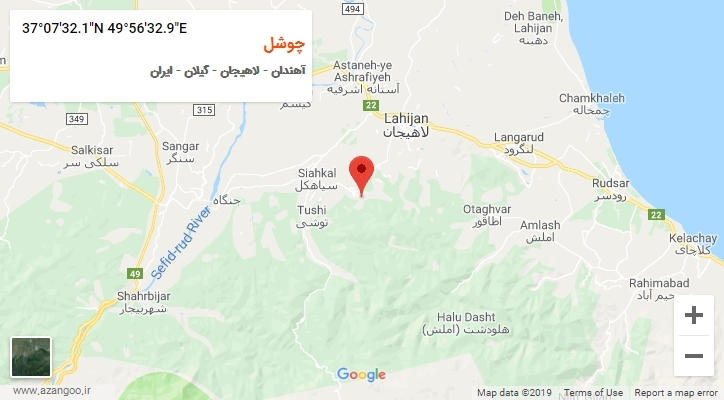 روستای چوشل بر روی نقشه