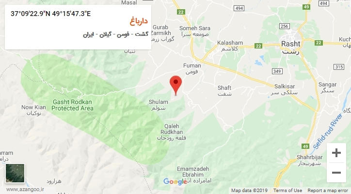 روستای دارباغ بر روی نقشه