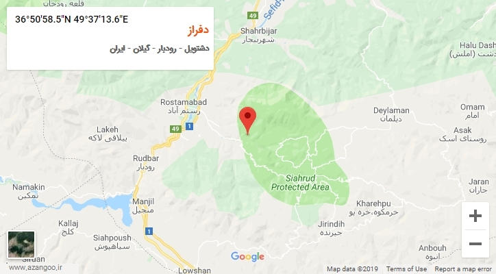 روستای دفراز بر روی نقشه