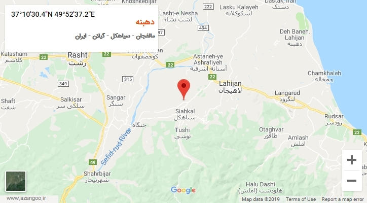 روستای دهبنه بر روی نقشه