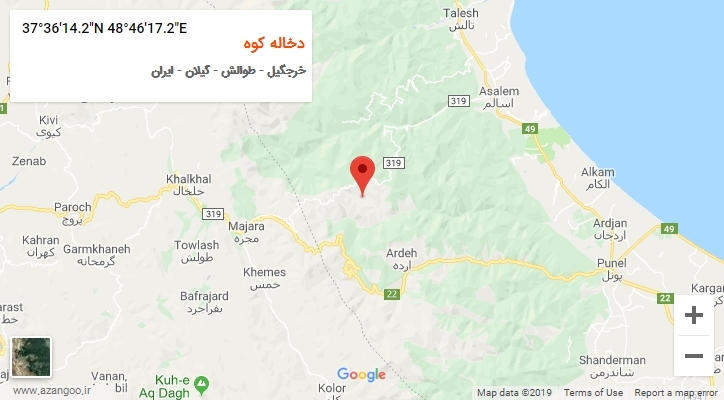 روستای دخاله کوه بر روی نقشه