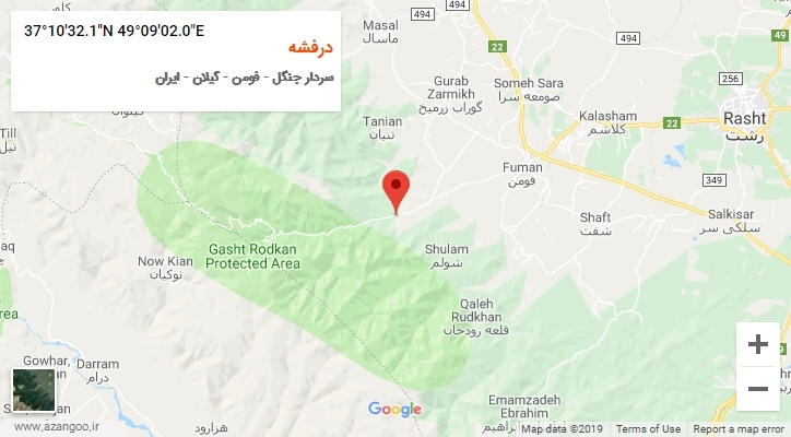 روستای درفشه بر روی نقشه