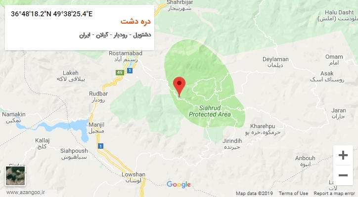 روستای دره دشت بر روی نقشه