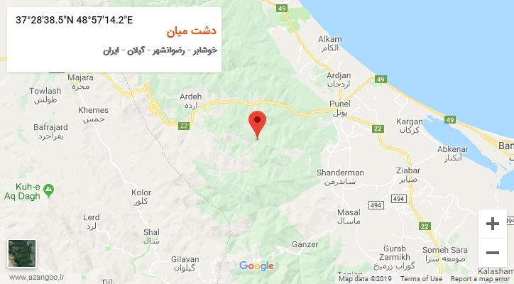 روستای دشت میان بر روی نقشه