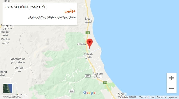 روستای دولبین بر روی نقشه