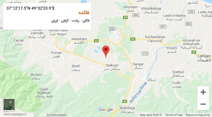روستای فلکده بر روی نقشه
