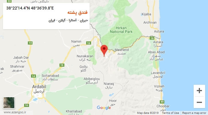 روستای فندق پشته بر روی نقشه