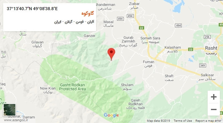 روستای گاوکوه بر روی نقشه