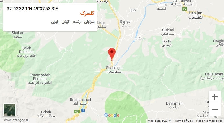 روستای گلسرک بر روی نقشه