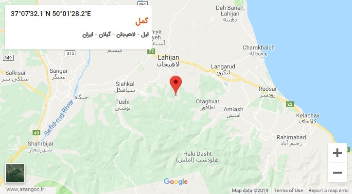 روستای گمل بر روی نقشه