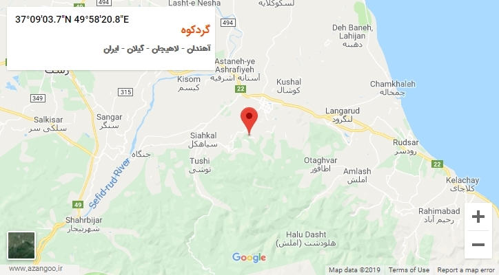 روستای گردکوه بر روی نقشه