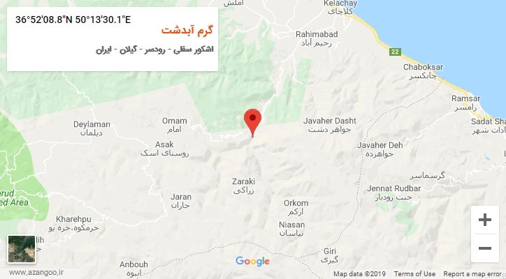 روستای گرم آبدشت بر روی نقشه