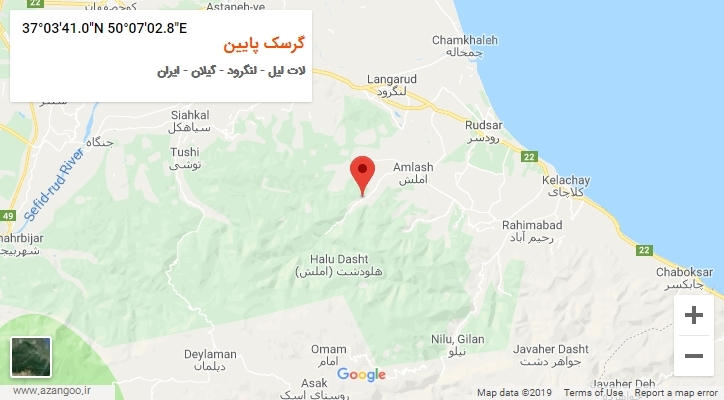 روستای گرسک پایین بر روی نقشه