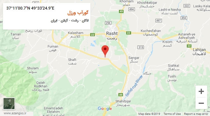 روستای گورآب ورزل بر روی نقشه