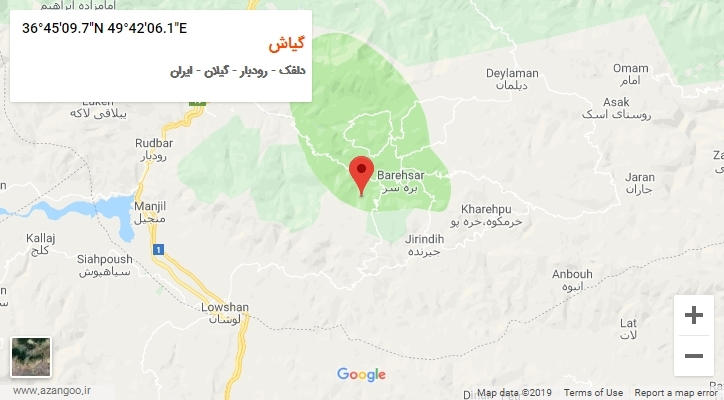 روستای گیاش بر روی نقشه