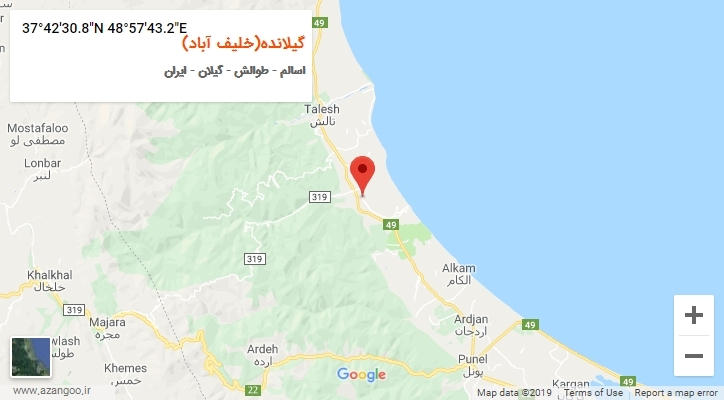 روستای گیلانده(خلیف آباد) بر روی نقشه