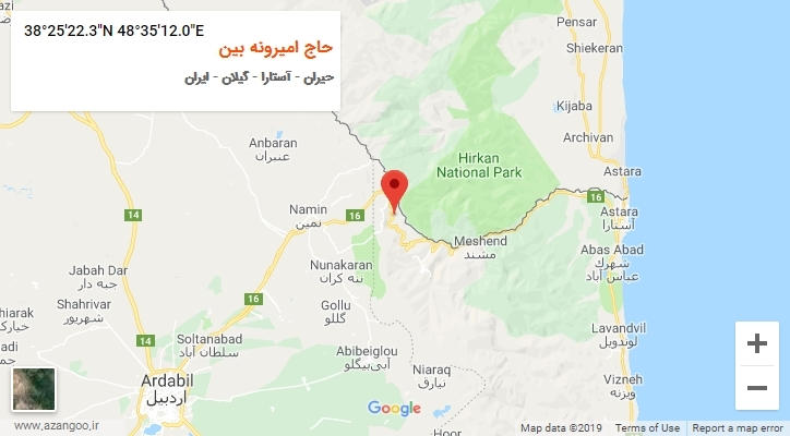روستای حاج امیرونه بین بر روی نقشه