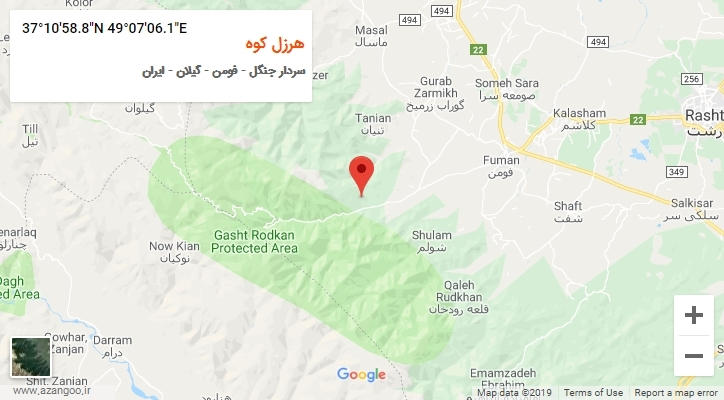 روستای هرزل کوه بر روی نقشه