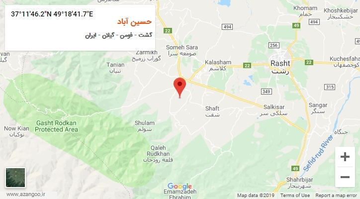 روستای حسین آباد بر روی نقشه