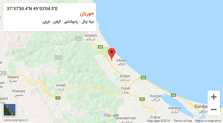 روستای حوریان بر روی نقشه