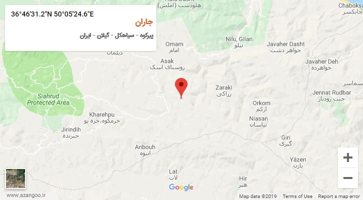 روستای جاران بر روی نقشه