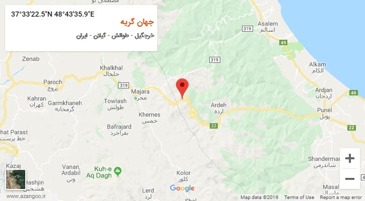 روستای جهان گریه بر روی نقشه