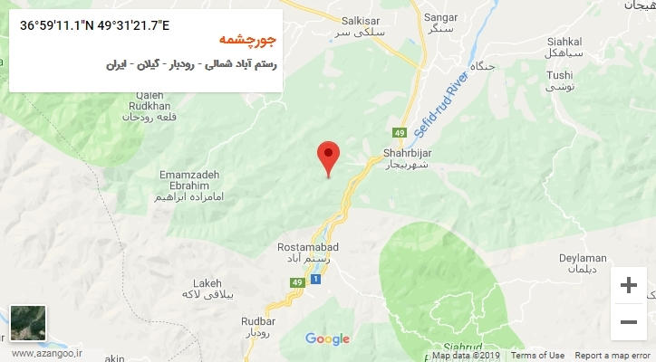 روستای جورچشمه بر روی نقشه