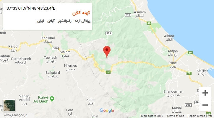 روستای کهنه کلان بر روی نقشه