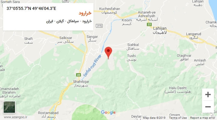 روستای خرارود بر روی نقشه