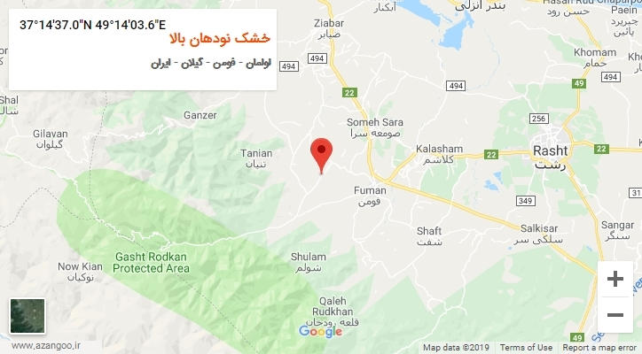 روستای خشک نودهان بالا بر روی نقشه
