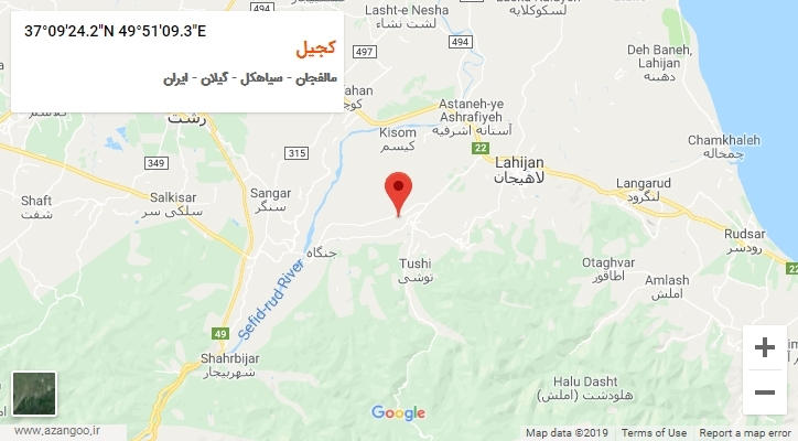 روستای کجیل بر روی نقشه