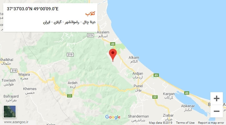 روستای کلاب بر روی نقشه