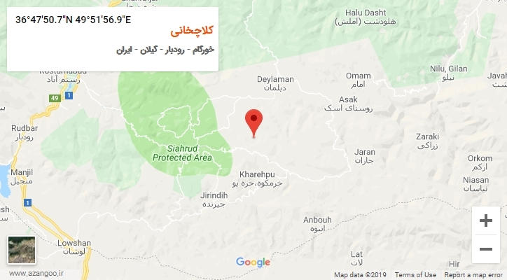 روستای کلاچخانی بر روی نقشه