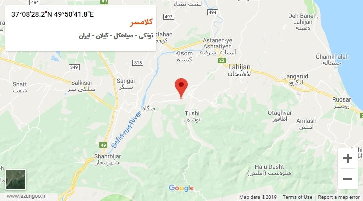روستای کلامسر بر روی نقشه