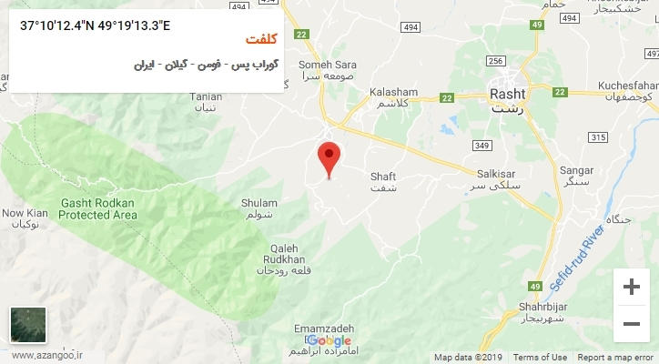 روستای کلفت بر روی نقشه