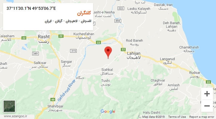 روستای کلنگران بر روی نقشه