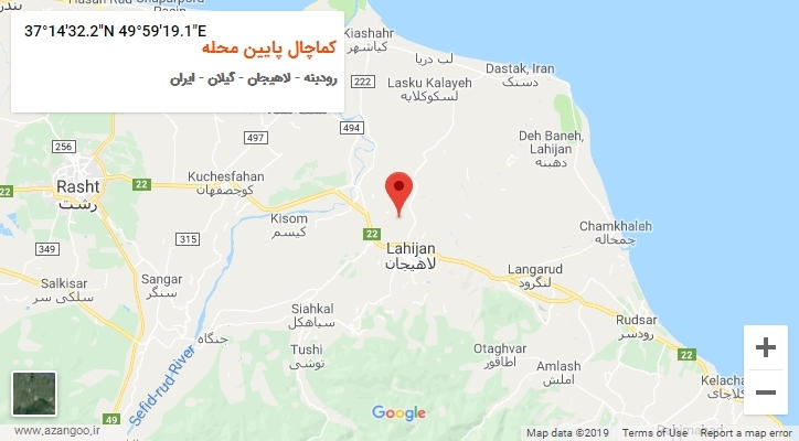 روستای کماچال پایین محله بر روی نقشه