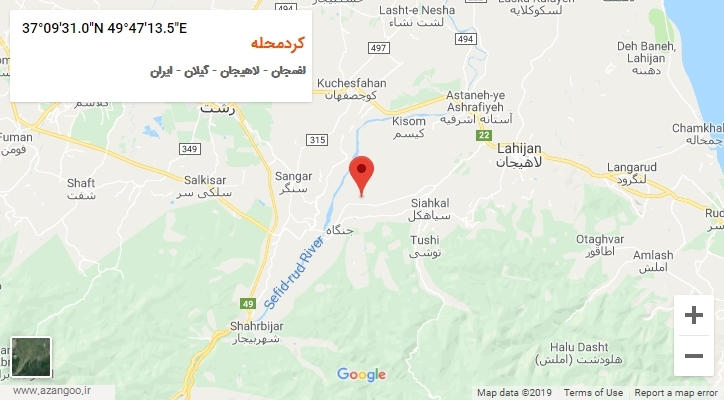 روستای کردمحله بر روی نقشه