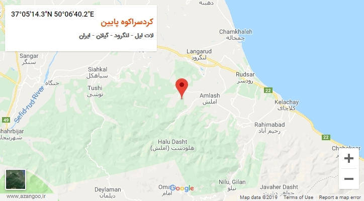 روستای کردسراکوه پایین بر روی نقشه