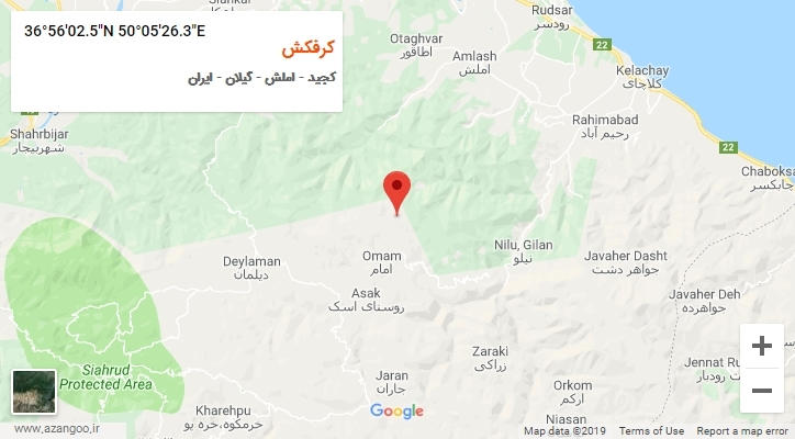 روستای کرفکش بر روی نقشه