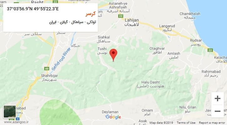 روستای کرسر بر روی نقشه