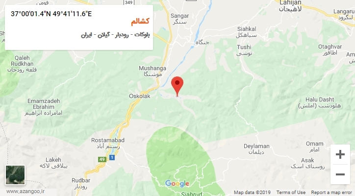روستای کشالم بر روی نقشه