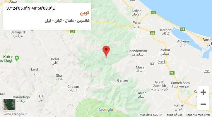 روستای کوبن بر روی نقشه